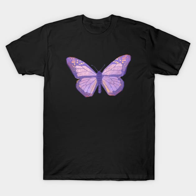 Purple Butterly Sticker T-Shirt by ColorsHappiness